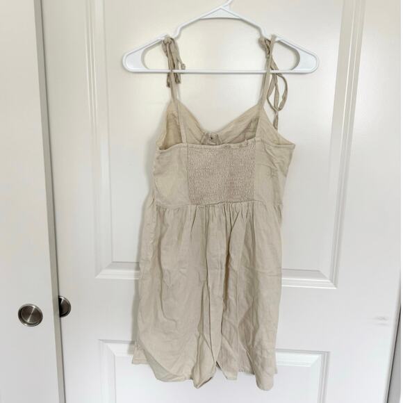 NWT Aerie Linen Blend Button Front Dress Cream Beige Small - Picture 3 of 6